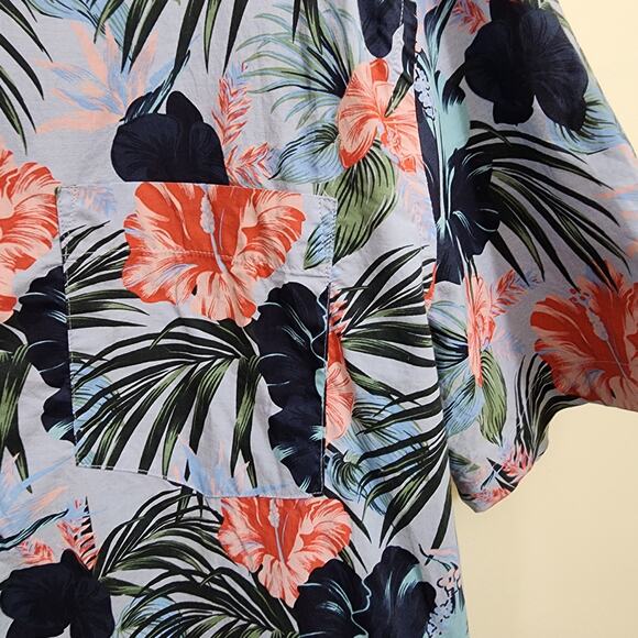 Banana Republic factory organic cotton hibiscus print Hawaiian shirt men sz XL - Picture 8 of 8